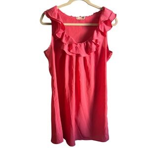Pins and Needles Coral Pink Ruffle Scoop Neck Mini Shift Dress Womens Large